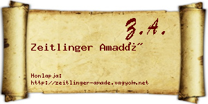 Zeitlinger Amadé névjegykártya